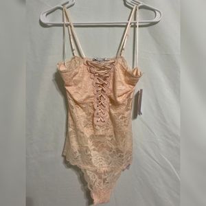 NWT Guess Pink Floral Lace Bodysuit